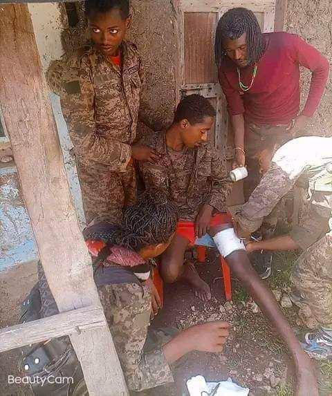 Captured regime fighter receiving care from OLA medics (May 8th)
